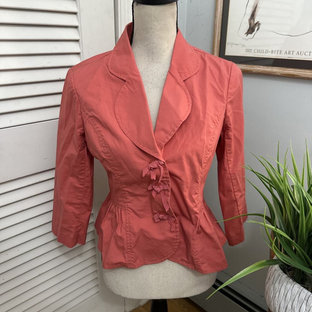 Anthropologie Odille Jacket Womens 8 Pink Cropped Dainty Cottage Preppy Chic